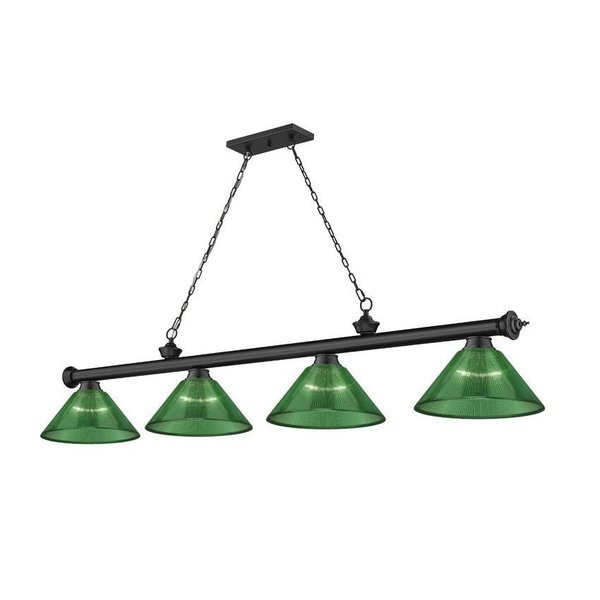 Z-Lite Cordon 4 Light Billiard, Matte Black & Green 2306-4MB-ARG